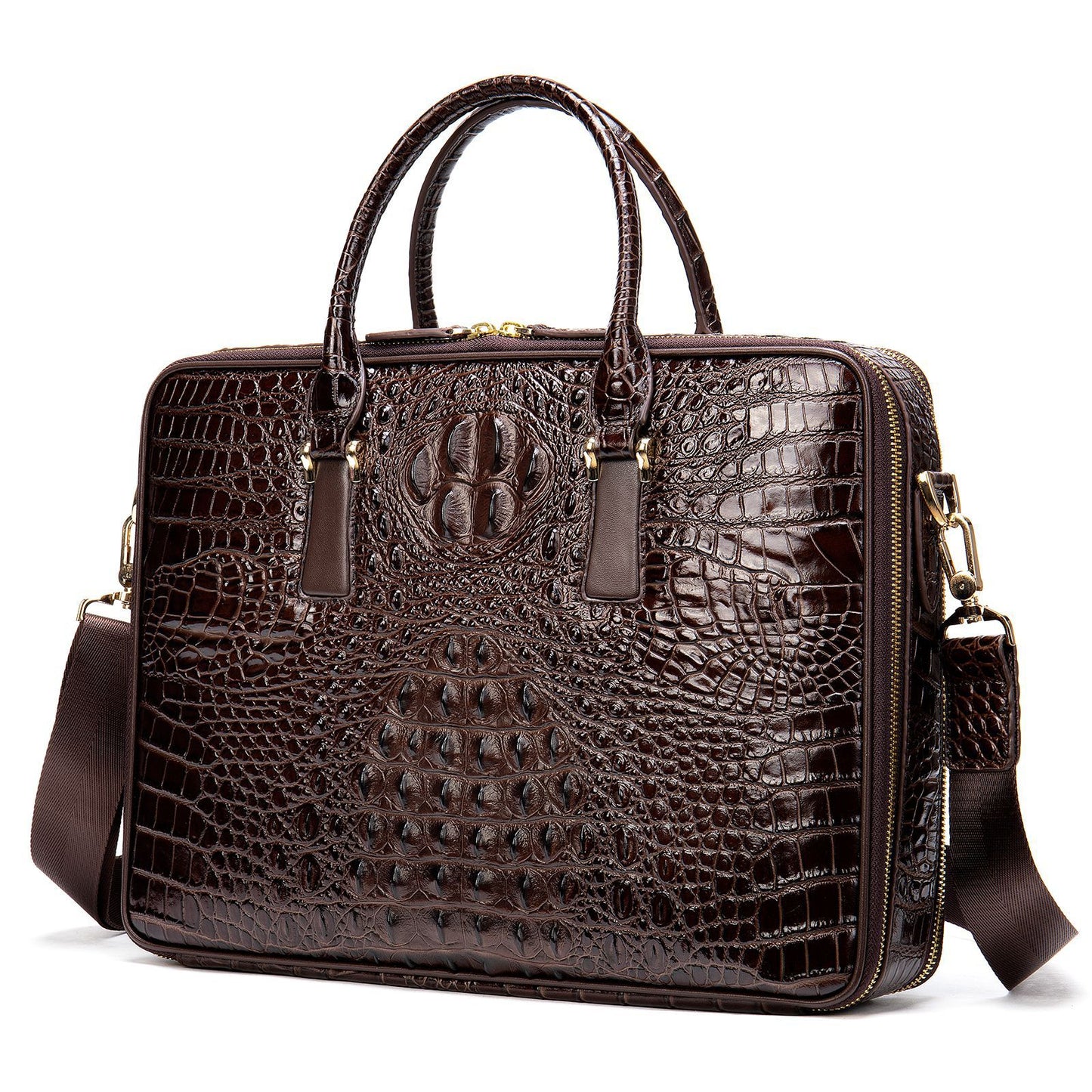 Men's Cowhide Leather Genuine Business Alligator Print Men's Briefcases