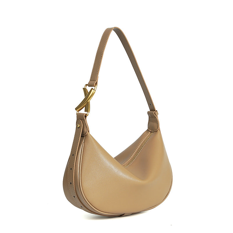 Women's Leather Underarm Crescent Cowhide High Sense Bags