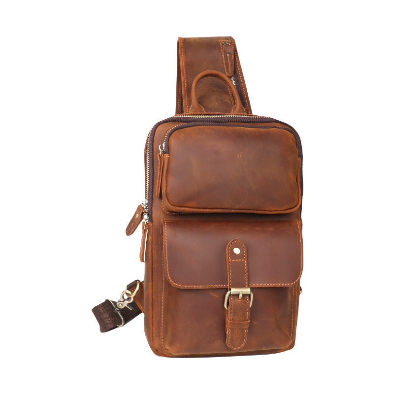 Men's Retro Handmade Genuine Leather First Layer Men's Chest Bags
