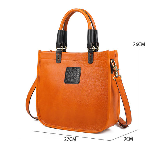 Women's Genuine Leather Retro Plant Vegetable Tanning Bags