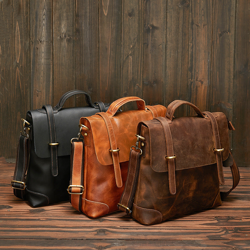Men's Genuine Leather Crazy Horse Business Customized Men's Briefcases