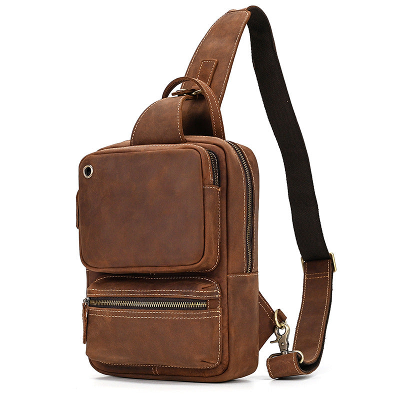 Men's Genuine Leather Large Capacity Retro Crazy Bags