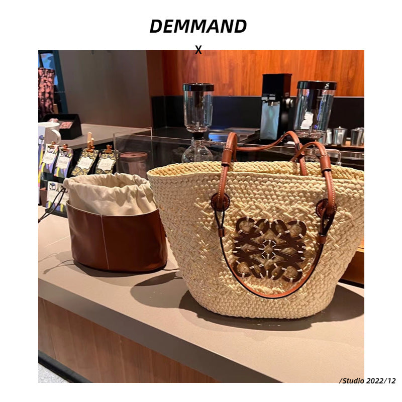 French Rattan Straw Pastoral Style Hand-woven Shoulder Bags