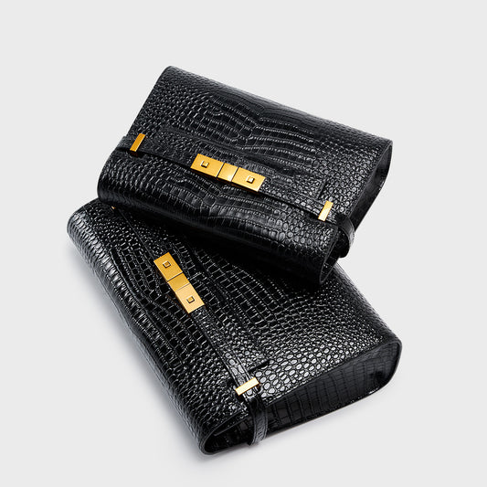 Women's Cowhide Crocodile Pattern Manhattan Light Luxury Small Square Bags
