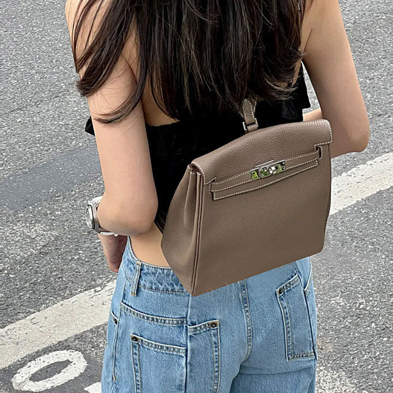 Women's Slouchy Kelly Fashion Genuine Leather Backpacks