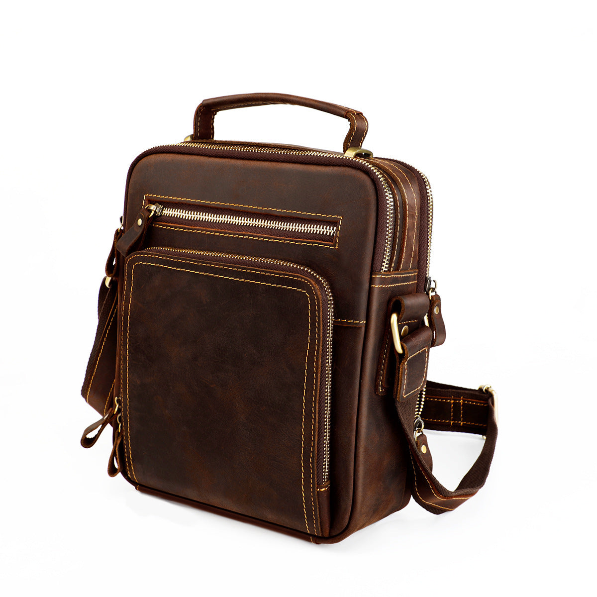 Men's Retro Crazy Horse Leather Mobile Men's Shoulder Bags