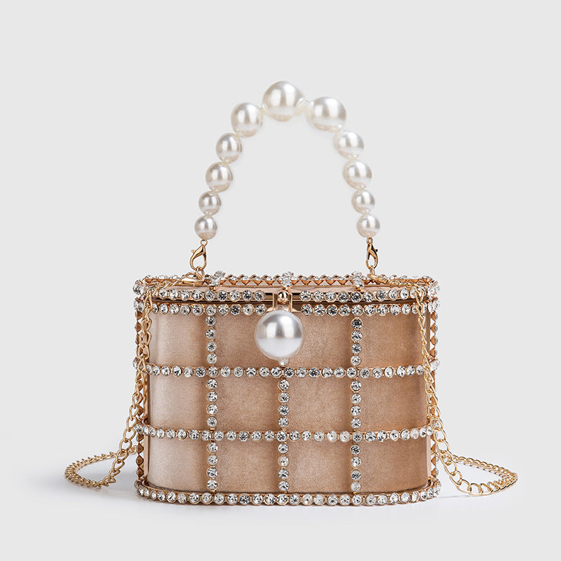 Niche Large Capacity Metal Pearl Versatile Small Square Bags