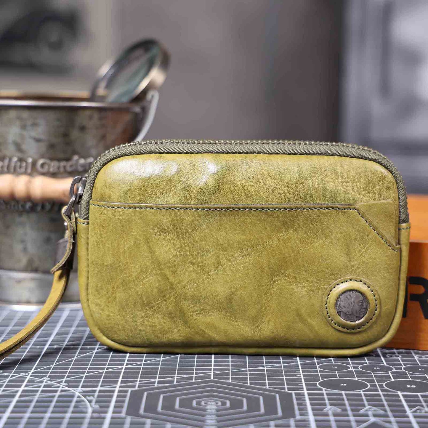 Vintage Real Leather Long Clutch Vegetable Tanning Bags