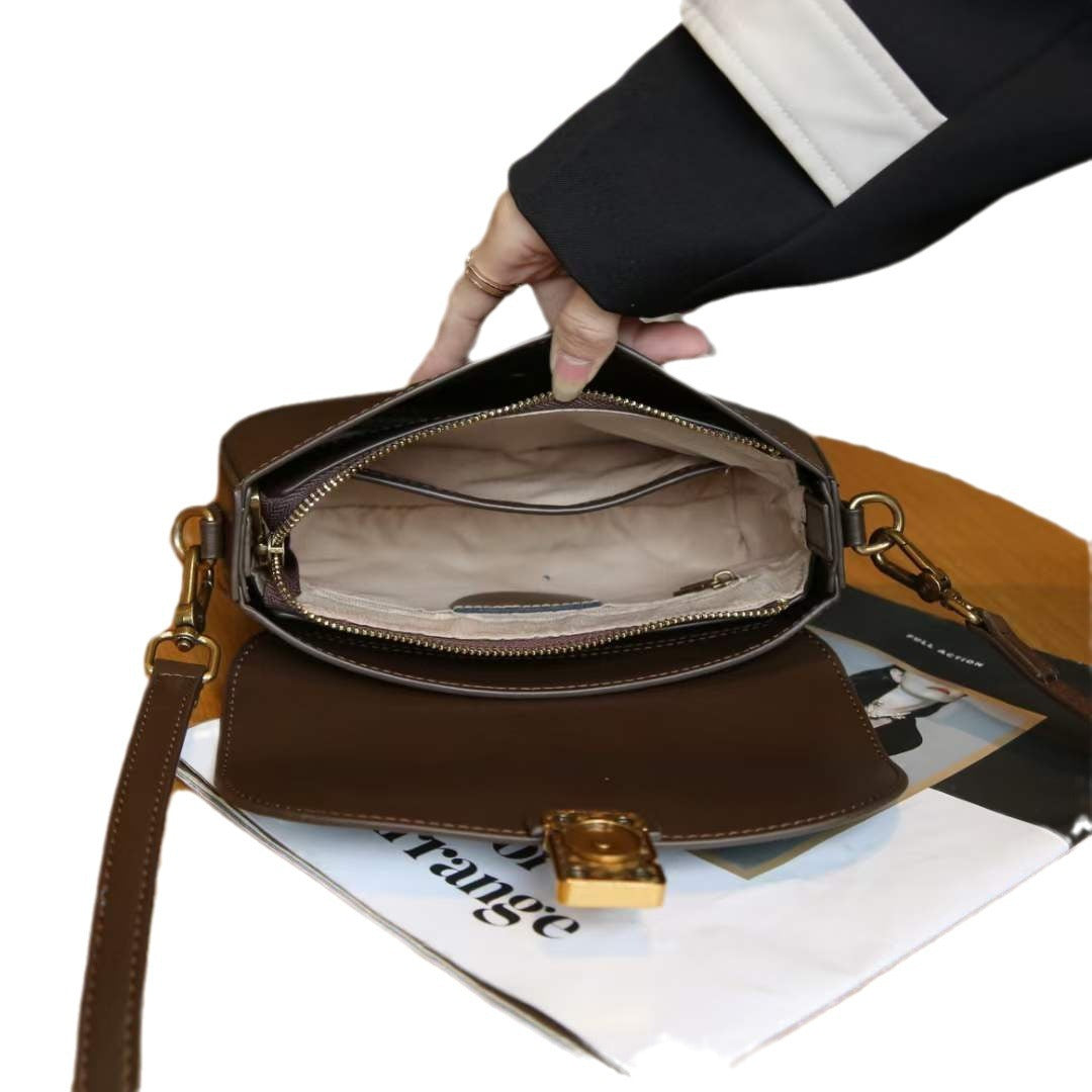 Trendy Saddle Genuine Leather Commute Retro Shoulder Bags