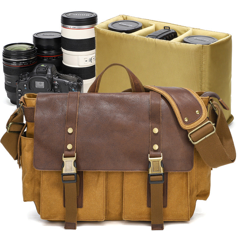 Men's Retro Oil Wax Canvas With First Men's Messenger Bags