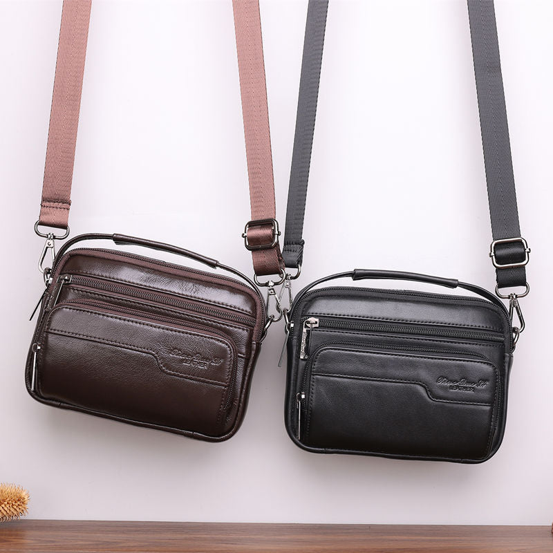 Men's Leather Mini Cowhide Multifunctional Mobile Men's Messenger Bags