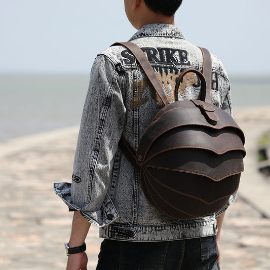 Women's & Men's Personalized Beetle Leather Creativity First Layer Backpacks