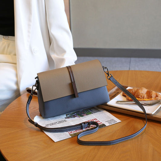 Women's Leather Fashion Simple Shopping Shell Contrast Color Shoulder Bags