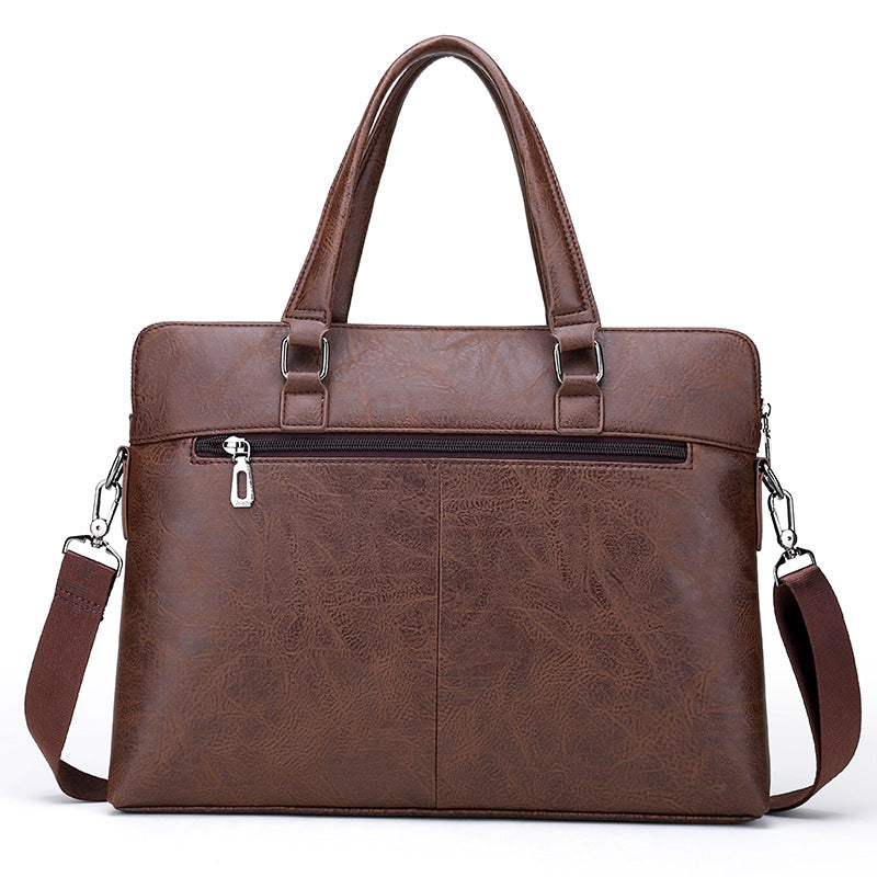 Men's Horizontal Hand-held Business Soft Leather Men's Briefcases