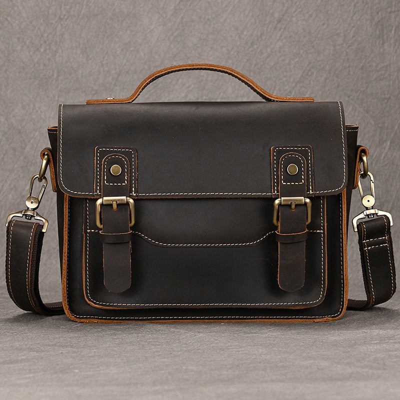 Men's Crazy Horse Vintage First Layer Cowhide Men's Shoulder Bags