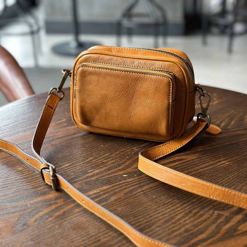 Women's Fashion Leather Summer Cowhide Top Layer Small Square Bags