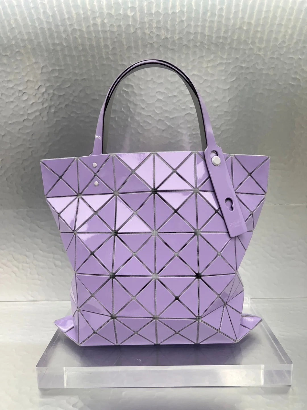 Women's Gray Bottom Glossy Six Grid Fashion Commuter Shoulder Bags