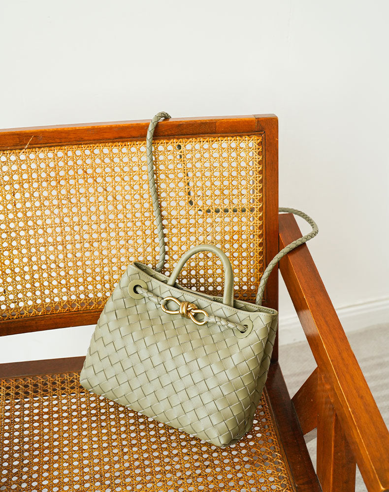 Woven Metal Bends Hitches Authentic Leather Weave Large Capacity Armpit Bags