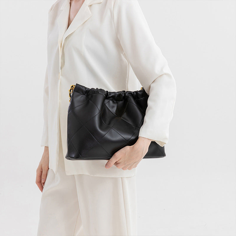 Women's Large Capacity Niche Underarm Chain Soft Leather Garbage Shoulder Bags