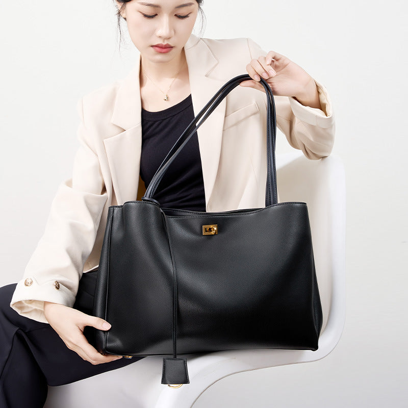 Women's Leather Genuine Underarm First Layer Cowhide Large Tote Bags