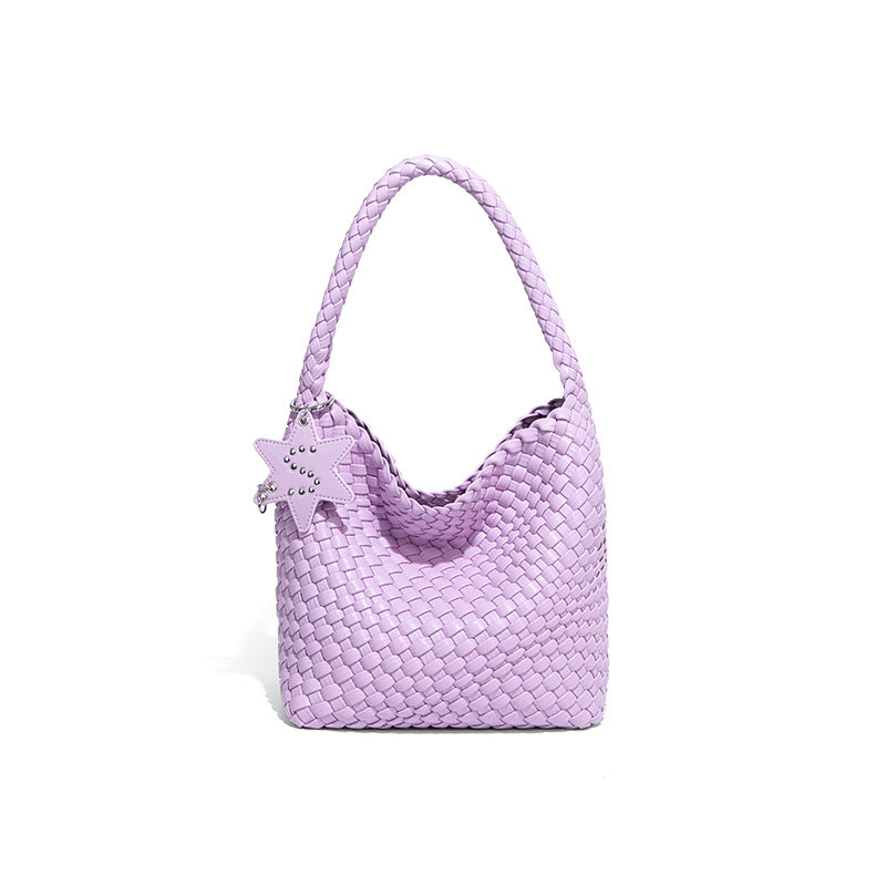 Women's Live Broadcast Champagne Gold Woven Large Shoulder Bags