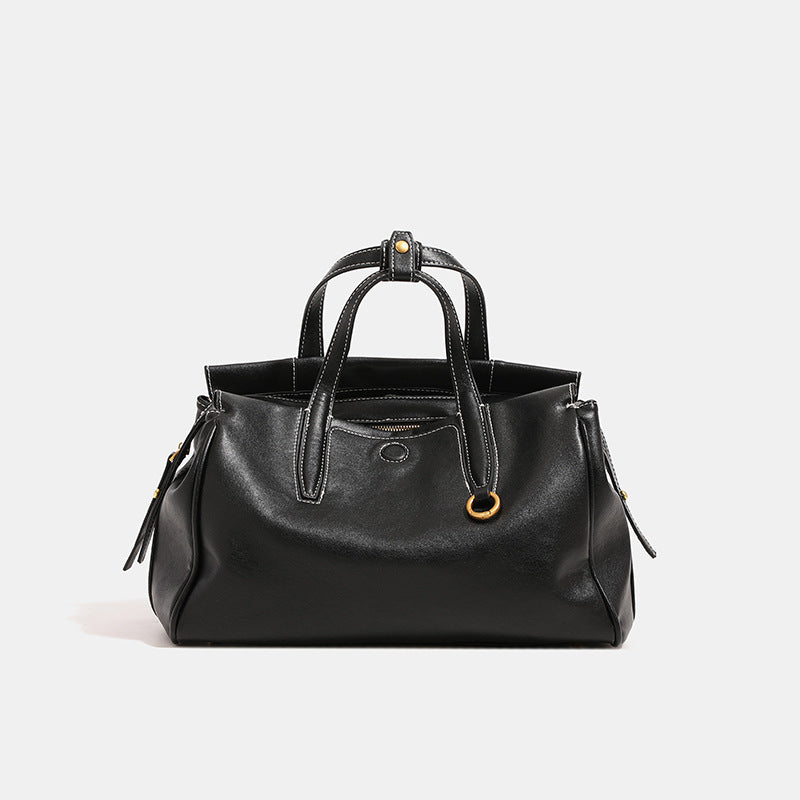 Women's Leather Feel Large Capacity Retro Commuter Tote Bags
