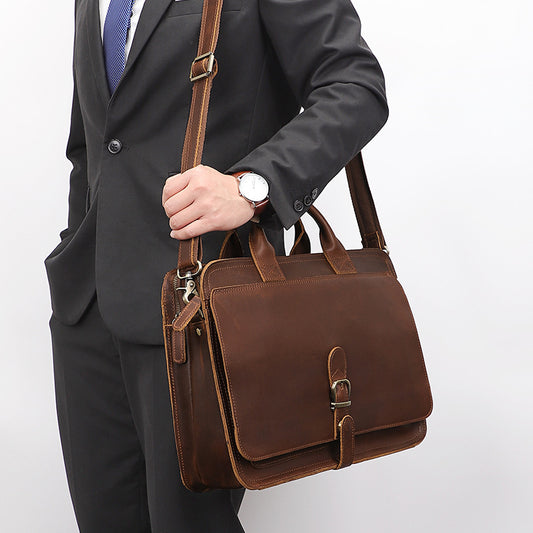 Men's Vintage Leather Multifunctional Computer Portable Bags