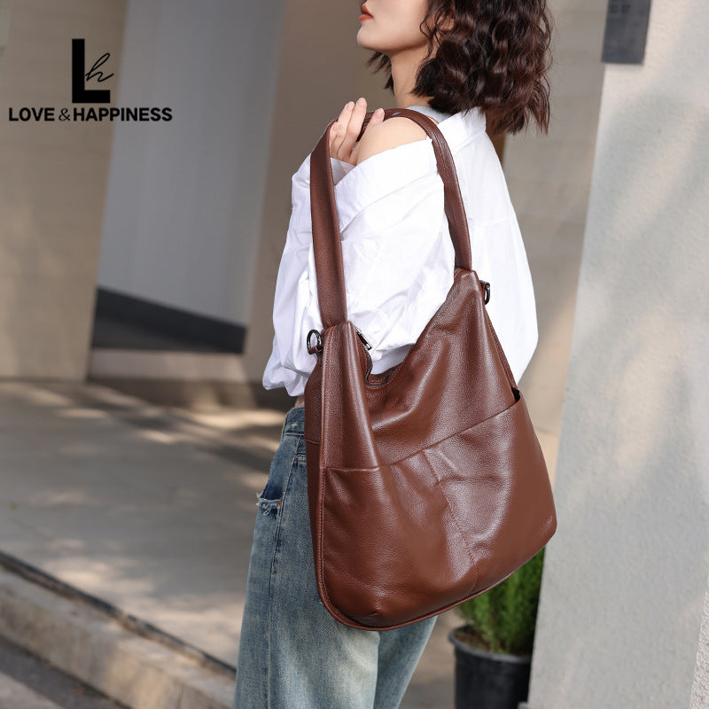 Women's Cute Lucky First Layer Cowhide Korean Style Large Capacity Shoulder Bags