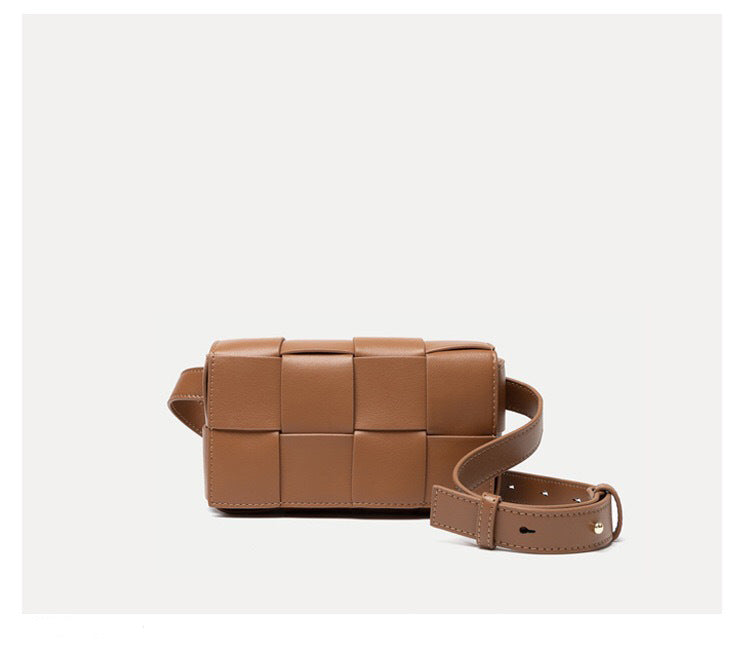 Authentic Leather Weave Female One Gold Bags