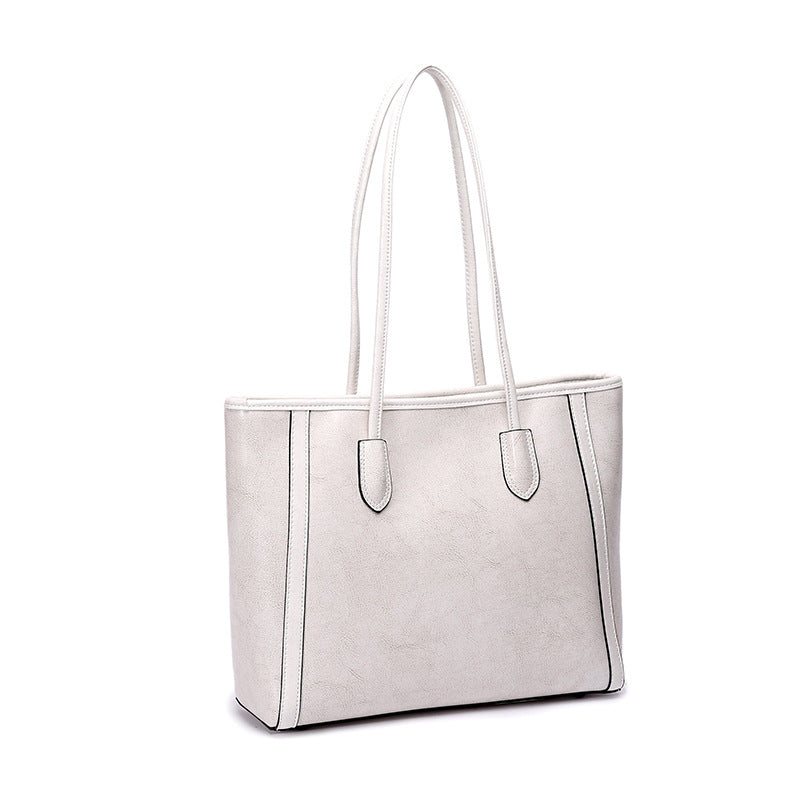 Women's Capacity Commuter Oil Wax Cowhide High-grade Tote Bags