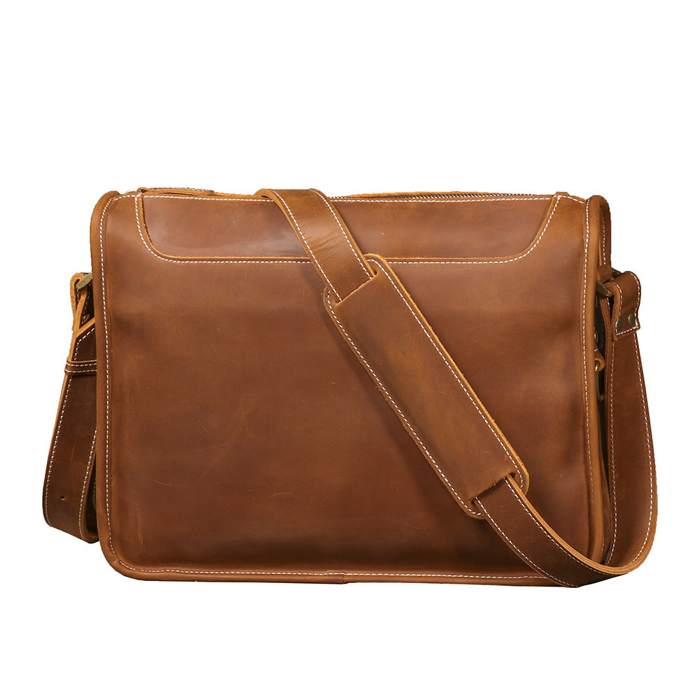 Women's & Men's & Crazy Horse Leather Retro Genuine Men's Shoulder Bags
