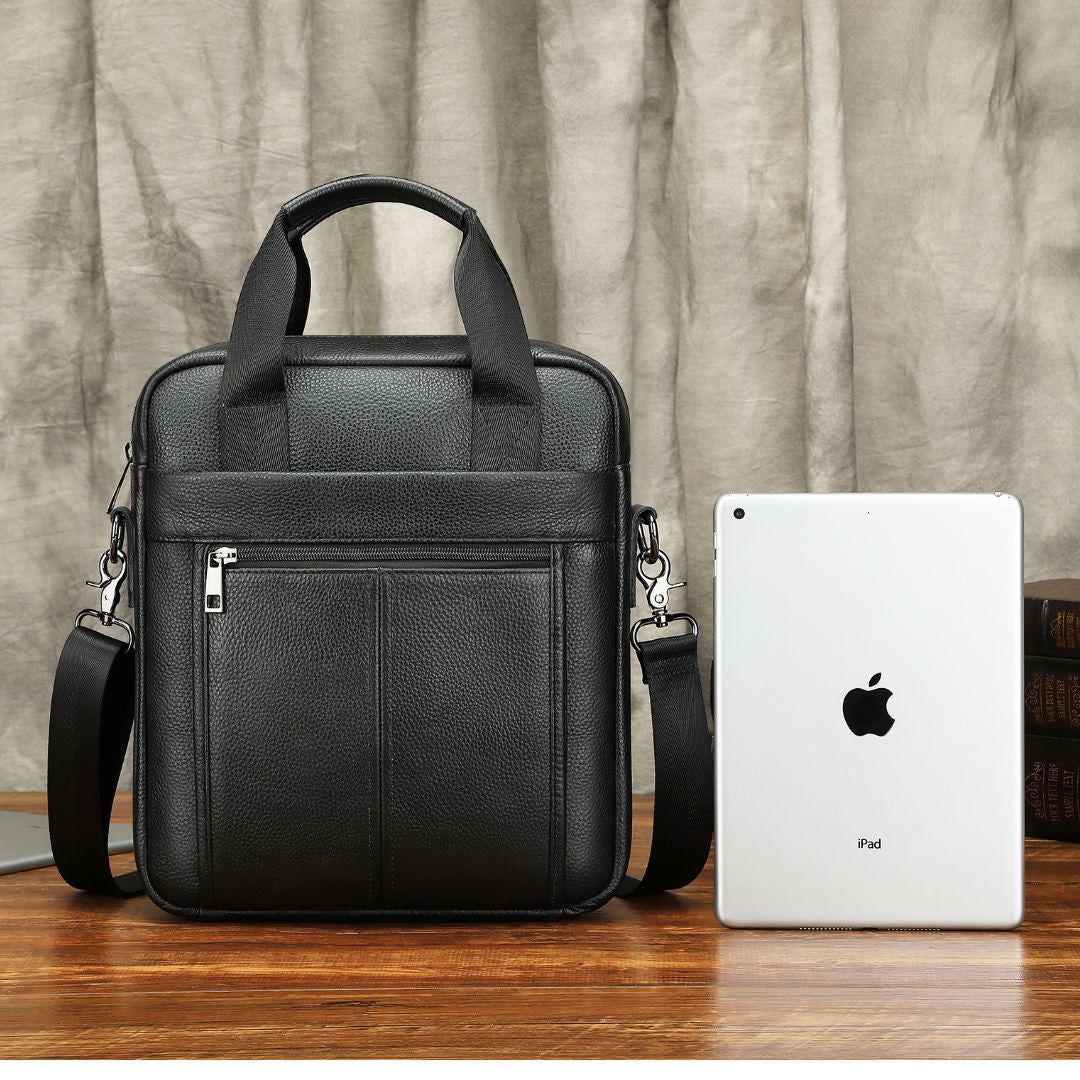 Men's Business Trip One Leather Vertical Large Men's Messenger Bags