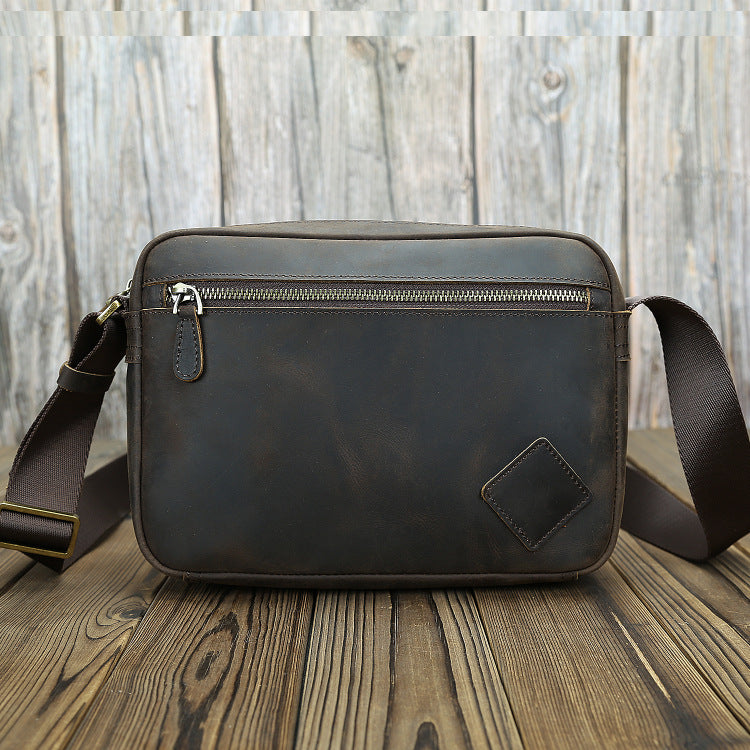 Men's Leather Handmade Retro Crazy Horse Simple First Men's Shoulder Bags
