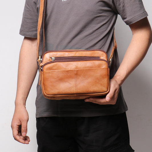 Men's Vintage Leather Matte Cowhide Large Capacity Men's Shoulder Bags