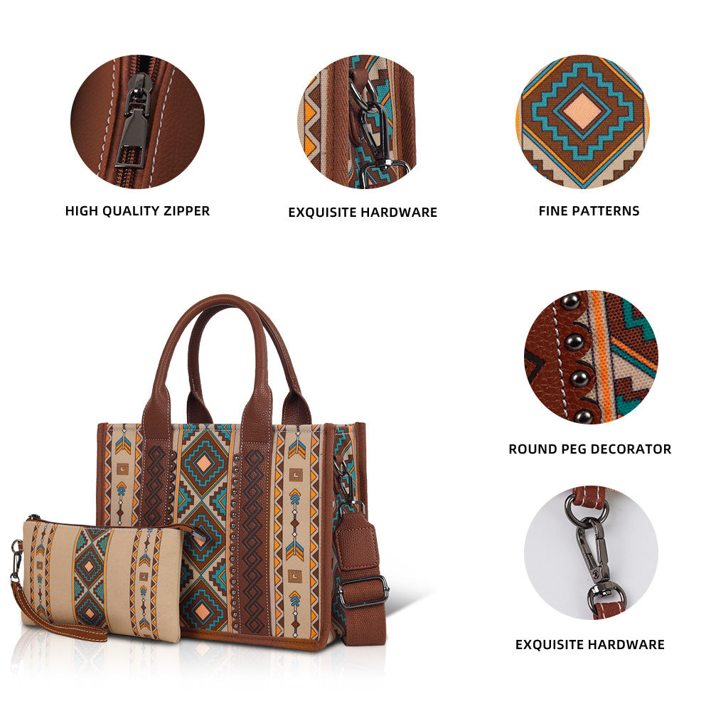 Women's Bohemian Personalized Rhombus Large Capacity Lion Tote Bags