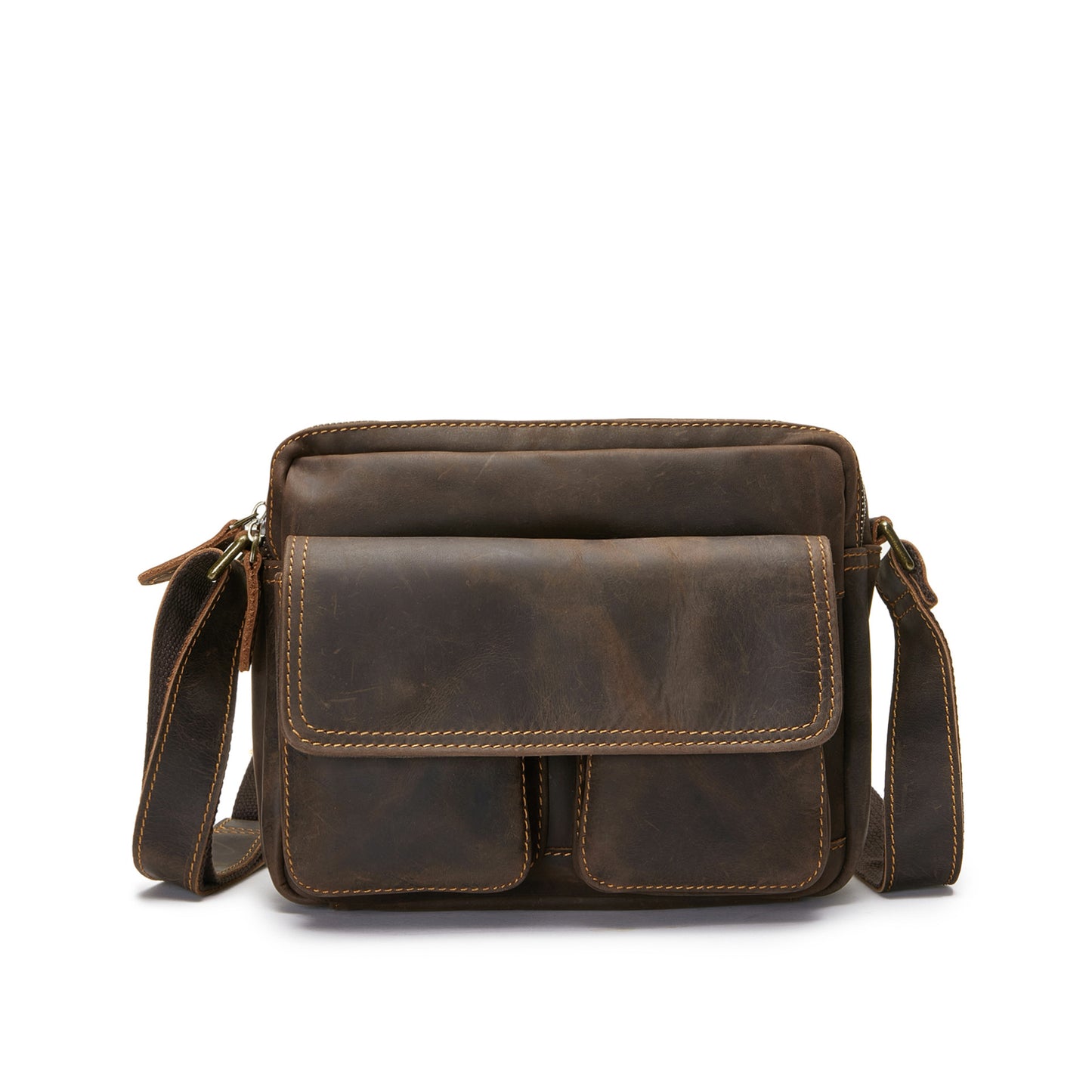 Men's First Layer Cowhide Solid Color Genuine Leather Men's Messenger Bags