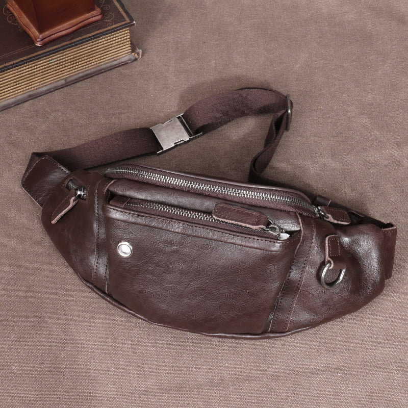 Men's Large Capacity Genuine Leather First Layer Men's Waist Packs
