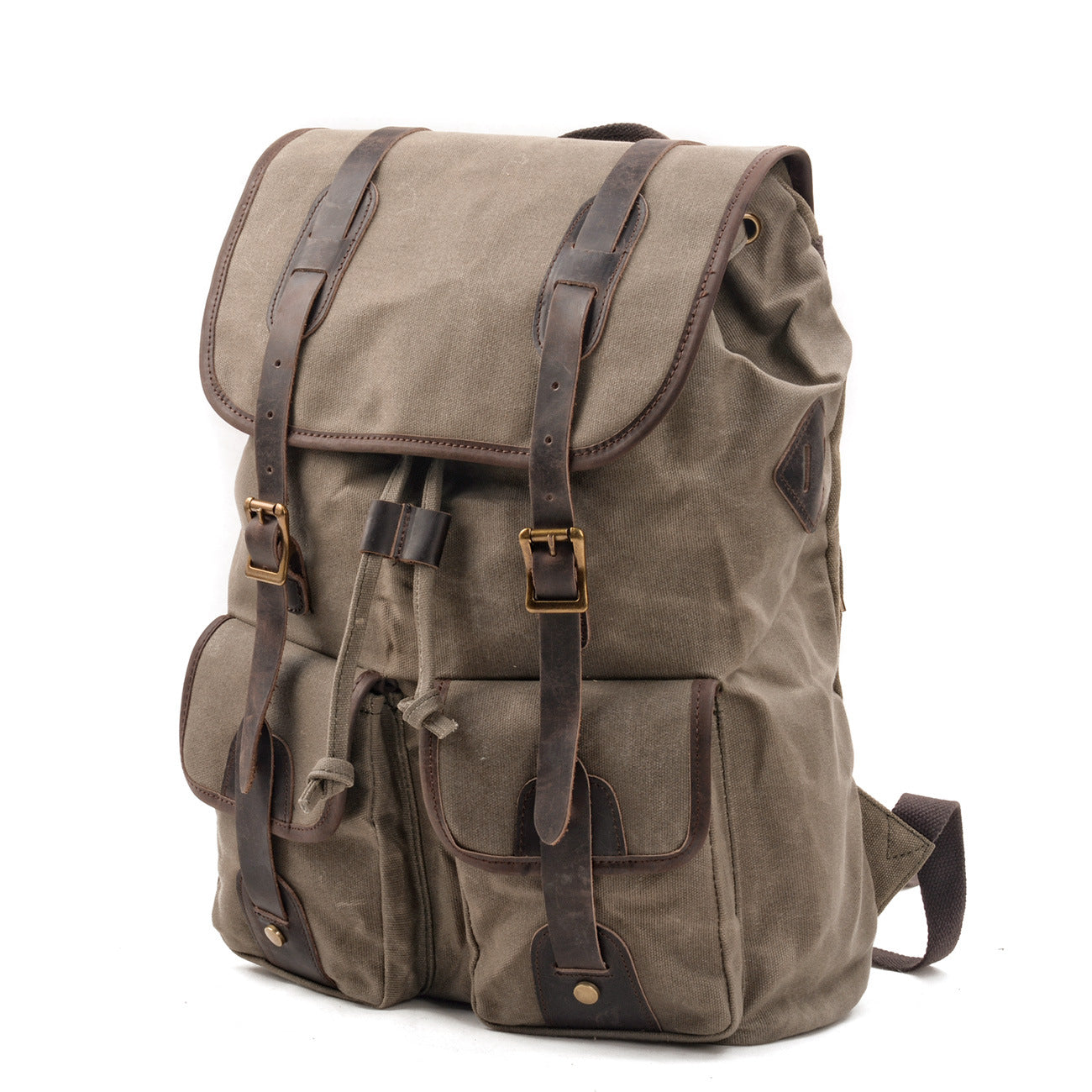 Large Capacity Canvas Stitching Crazy Horse Leather Hiking Backpacks