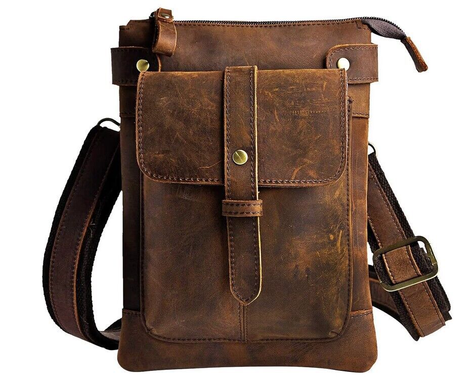 Men's Layer Vegetable Tanned Leather Cowhide Trendy Cool Men's Chest Bags