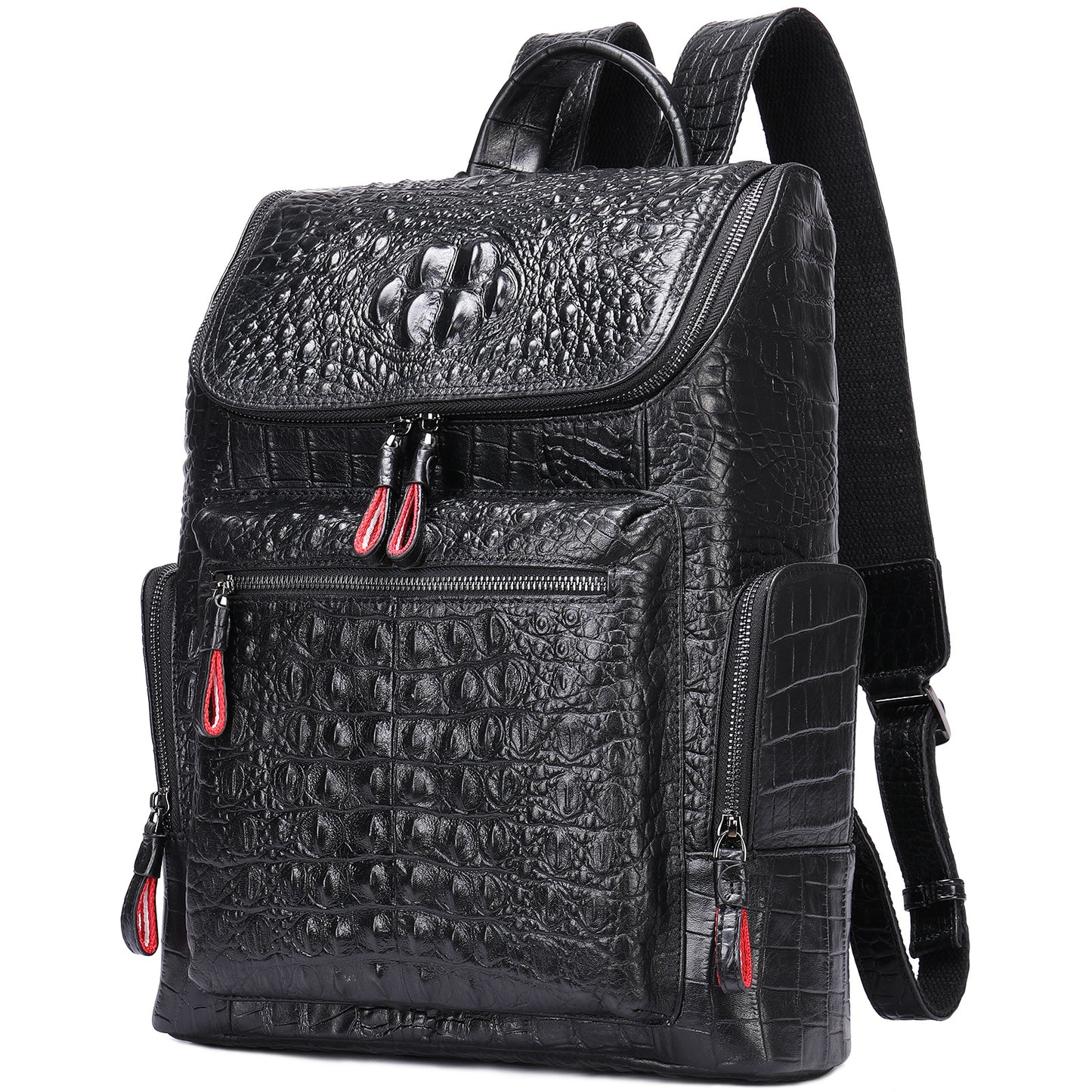 Men's Pattern For Business First Layer Leather Backpacks