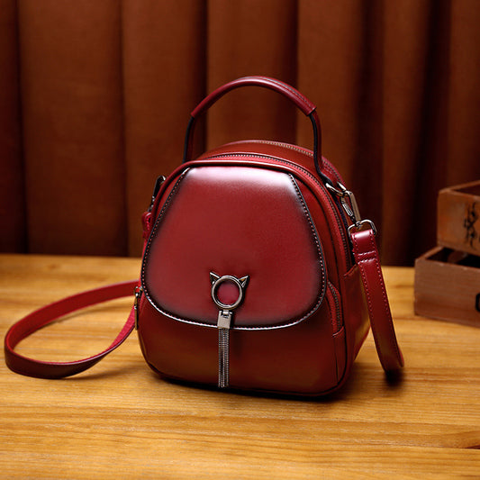 Women's Retro Oil Wax Skin Korean Fashion Backpacks