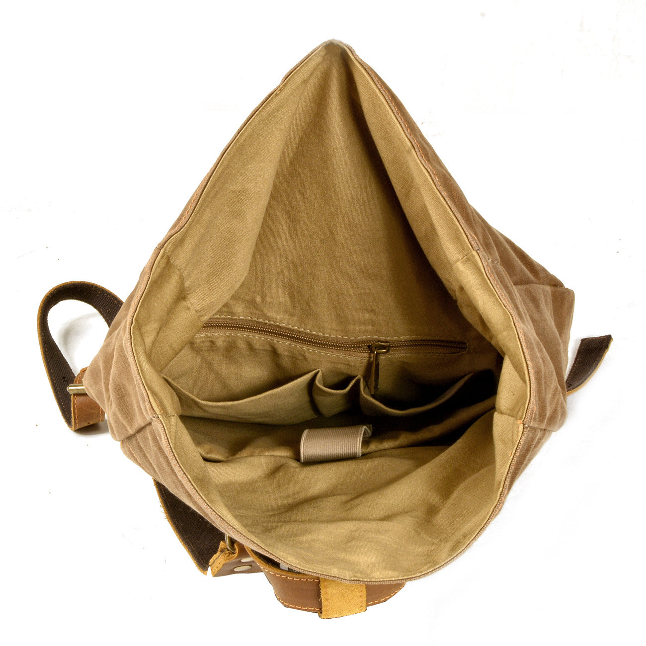 Men's Simple Retro Wax Canvas With Leather Backpacks