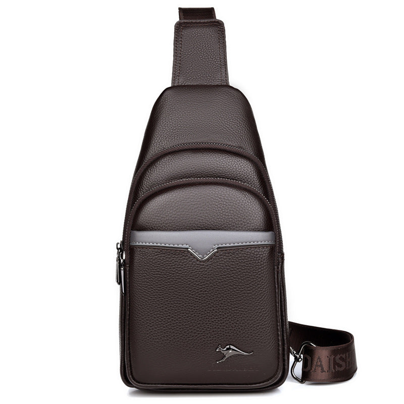 Men's First Layer Cowhide Tide Kangaroo Leisure Men's Chest Bags