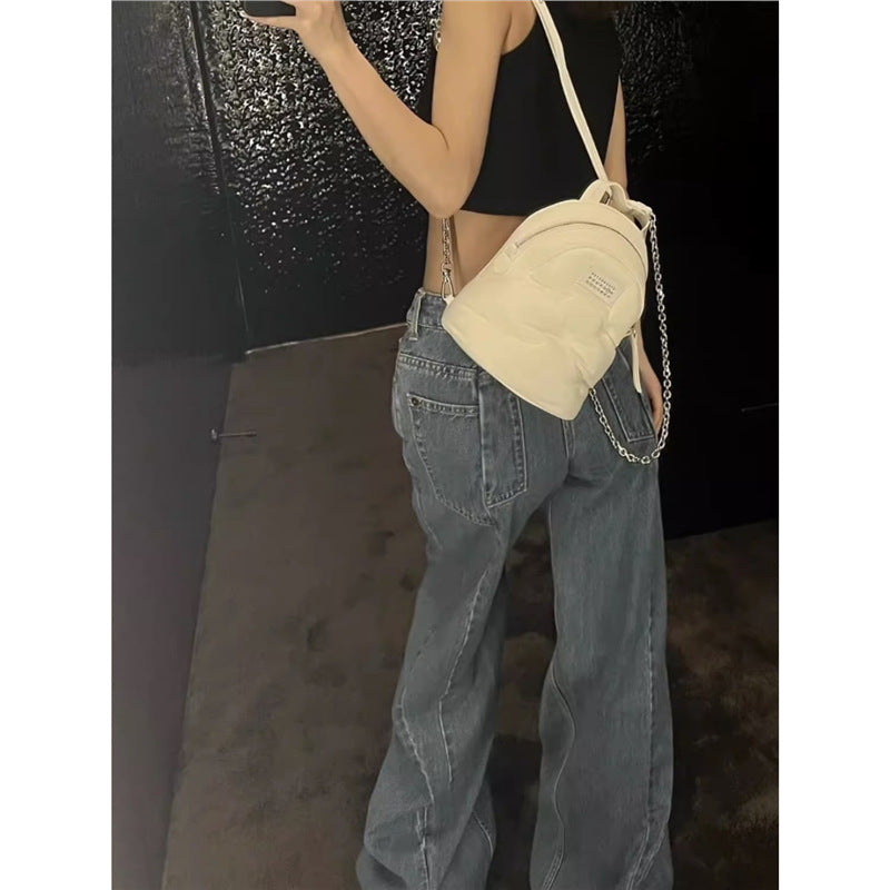 Women's Comfortable Sheepskin Chain Leather Mini Backpacks