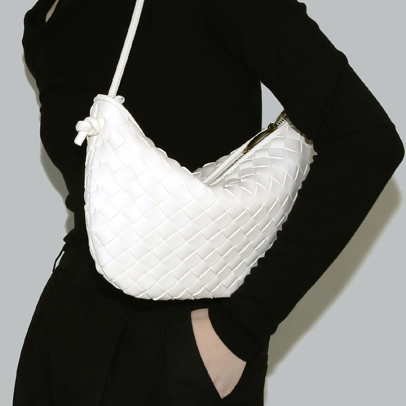 Women's Portable Mobile Drawstring Mini Hand-woven Underarm Arm Bags
