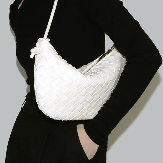 Women's Portable Mobile Drawstring Mini Hand-woven Underarm Arm Bags
