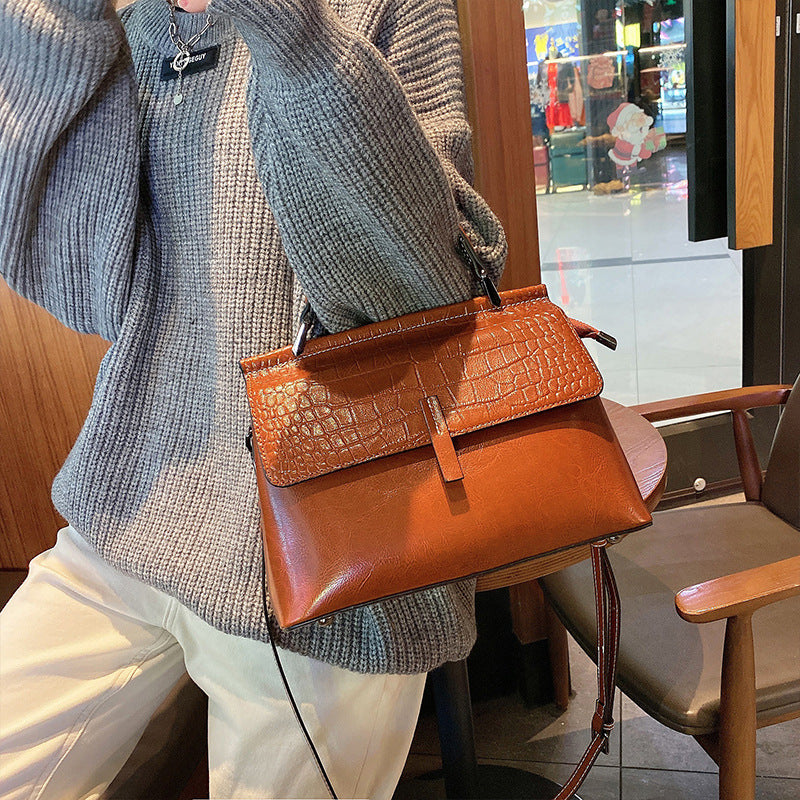 Women's Genuine Leather Crocodile Pattern Fashion Oil Shoulder Bags