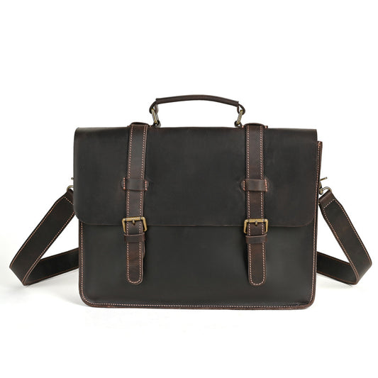 Men's Horse Leather Vintage Business First Layer Large Men's Briefcases