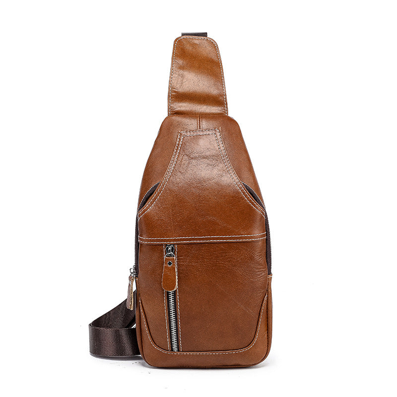 Men's Genuine Leather Trend First Layer Cowhide Men's Chest Bags