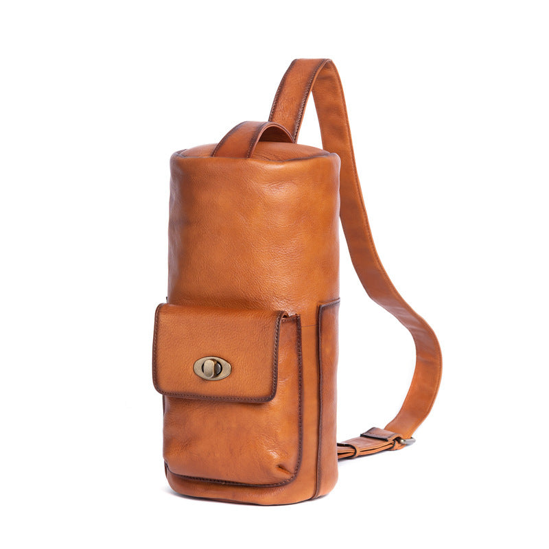 Cowhide Vegetable Tanned Leather Special Fashion Men's Chest Bags